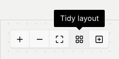 The canvas controls with the Tidy layout tooltip showing