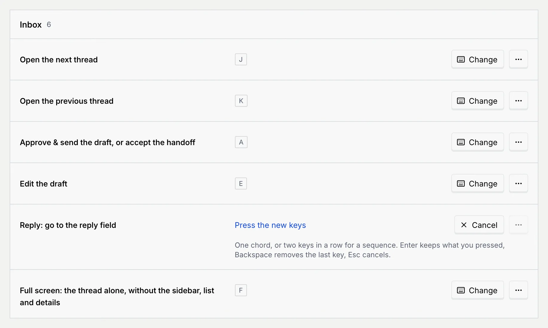 The Inbox group with Reply: go to the reply field recording: Press the new keys, with the instructions under it and Cancel