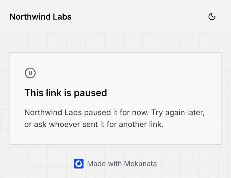 On a phone: This link is paused, Northwind Labs paused it for now. Try again later, or ask whoever sent it for another link.