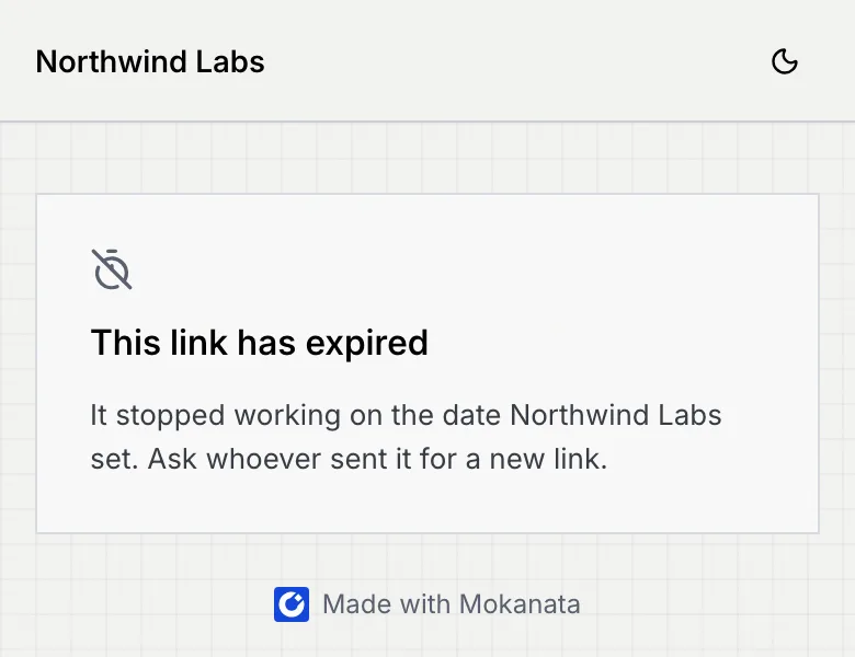 On a phone: This link has expired, It stopped working on the date Northwind Labs set.