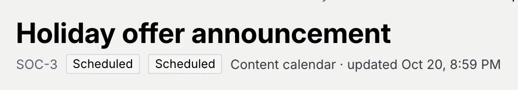 The post header with the Scheduled status and Scheduled post status